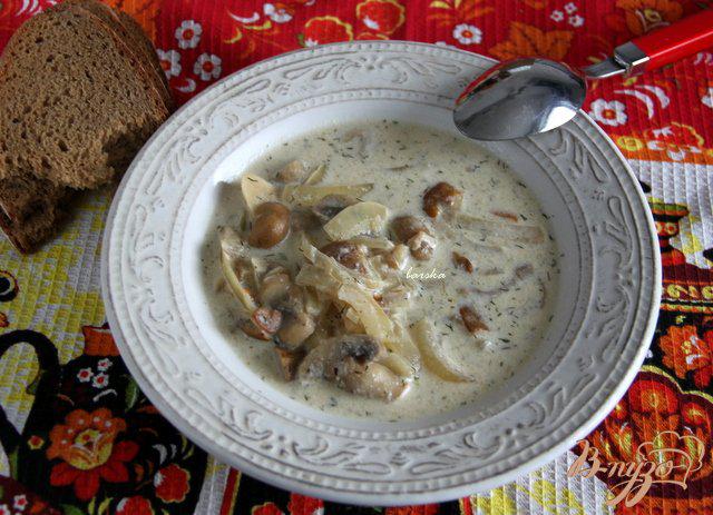 Фото приготовление рецепта: Бархатный грибной суп шаг №7
