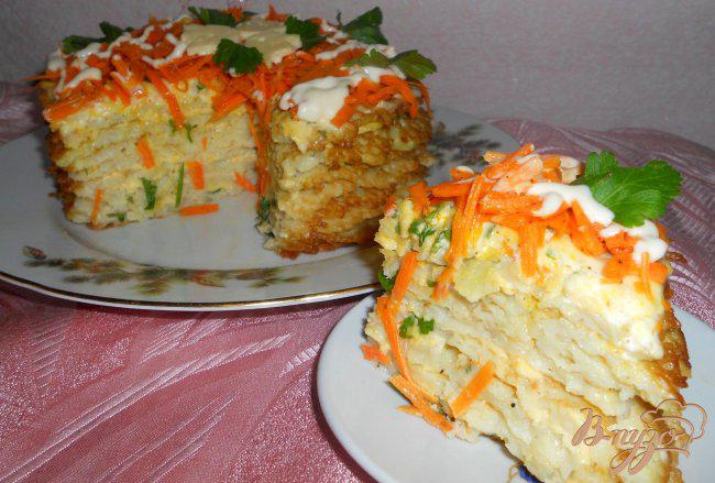 Фото приготовление рецепта: Тортик из капустных блинчиков шаг №7