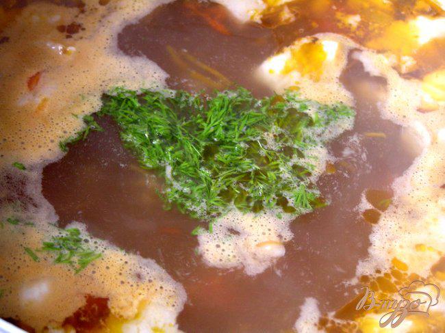 Фото приготовление рецепта: Томатный суп со свининой и рисом «Рубин» шаг №11