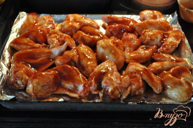 Фото приготовление рецепта: Куриные крылышки в домашнем барбекю соусе шаг №2