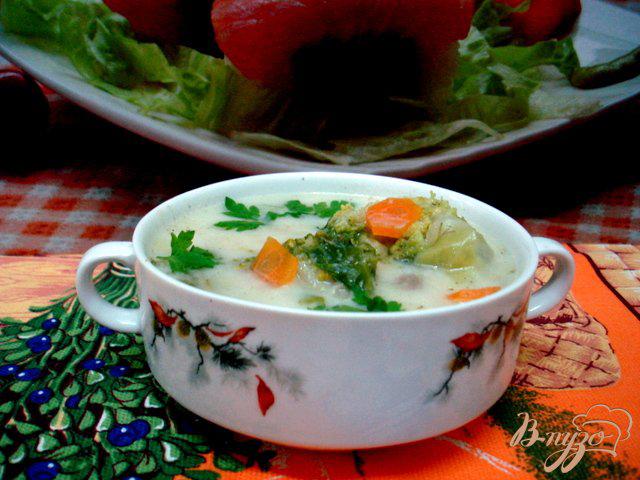 Фото приготовление рецепта: Летний лёгкий суп с сырками шаг №5