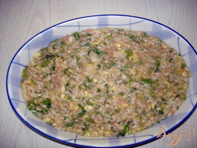 Фото приготовление рецепта: Запеканка  рисовая с фаршем, рисом и кабачками шаг №5
