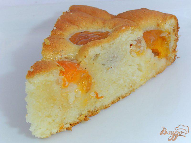 Фото приготовление рецепта: Бисквитный пирог с медом и абрикосами шаг №8