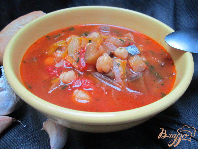 Фото приготовление рецепта: Густой овощной  суп с горохом нут шаг №7
