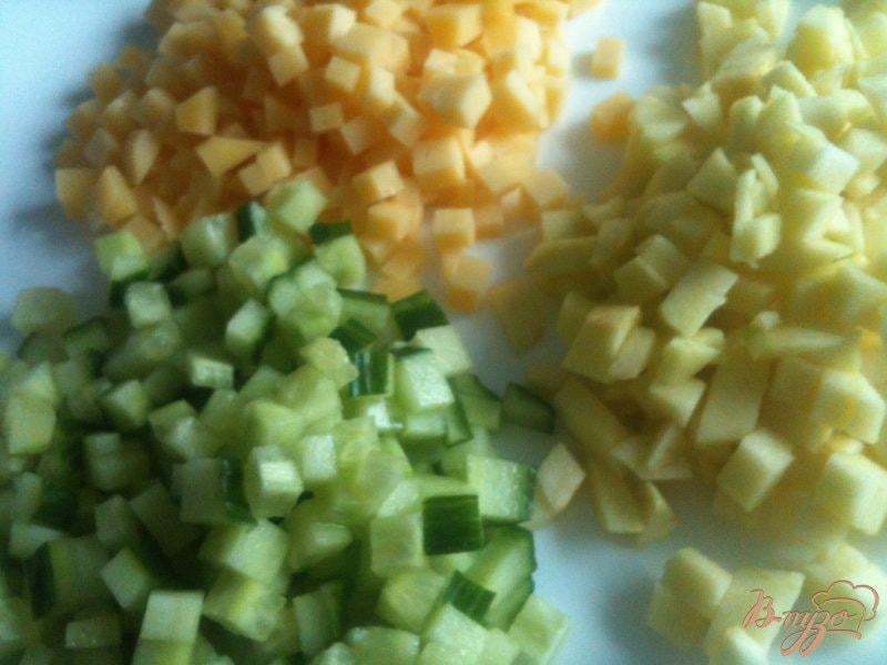 Фото приготовление рецепта: Салат из сыра с огурцом шаг №2