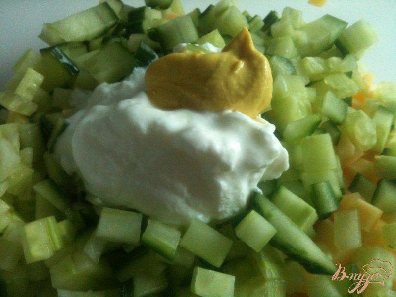 Фото приготовление рецепта: Салат из сыра с огурцом шаг №3