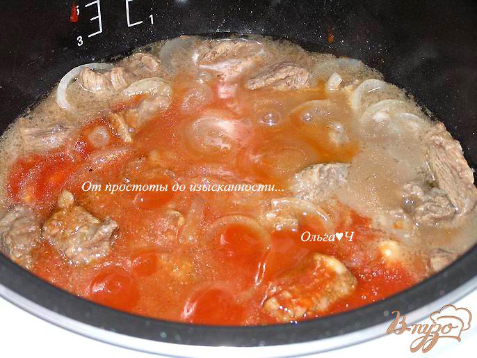 Фото приготовление рецепта: Говядина в томатном соусе (в мультиварке) шаг №3
