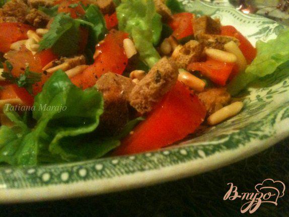 Фото приготовление рецепта: Салат с помидорами и ржаными сухариками шаг №4