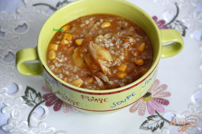 Фото приготовление рецепта: Густой суп с перловкой и кукурузой шаг №7