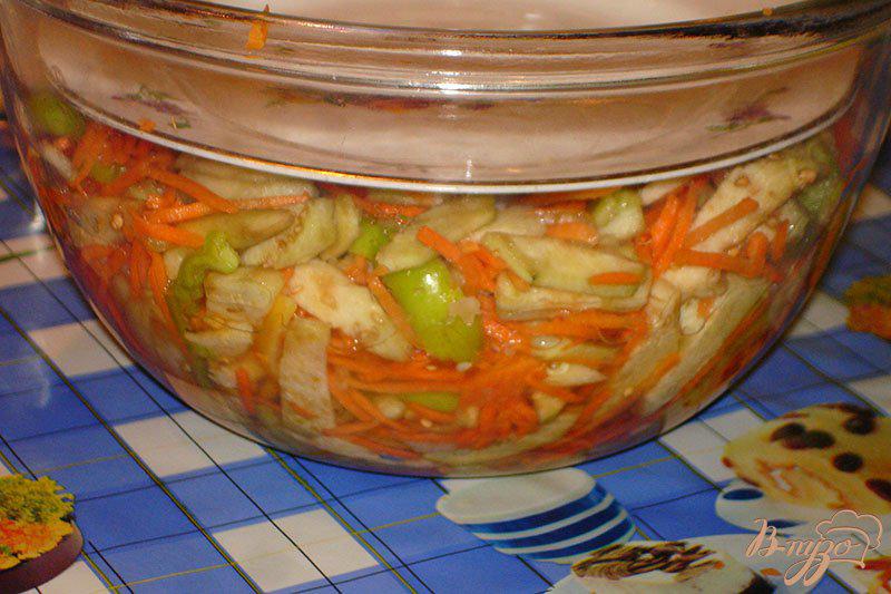 Фото приготовление рецепта: Острый салат из синенький и морковки шаг №4