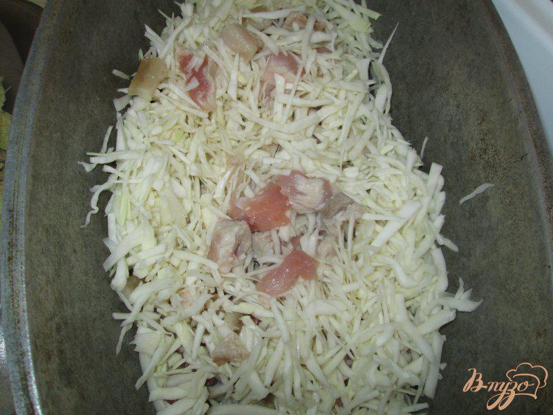 Фото приготовление рецепта: Капуста тушеная со свининой шаг №4