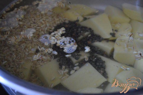 Фото приготовление рецепта: Густой суп с рыбой, крупами и фасолью шаг №1