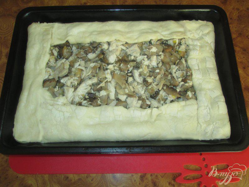 Фото приготовление рецепта: Пирог с курицей и грибами шаг №10
