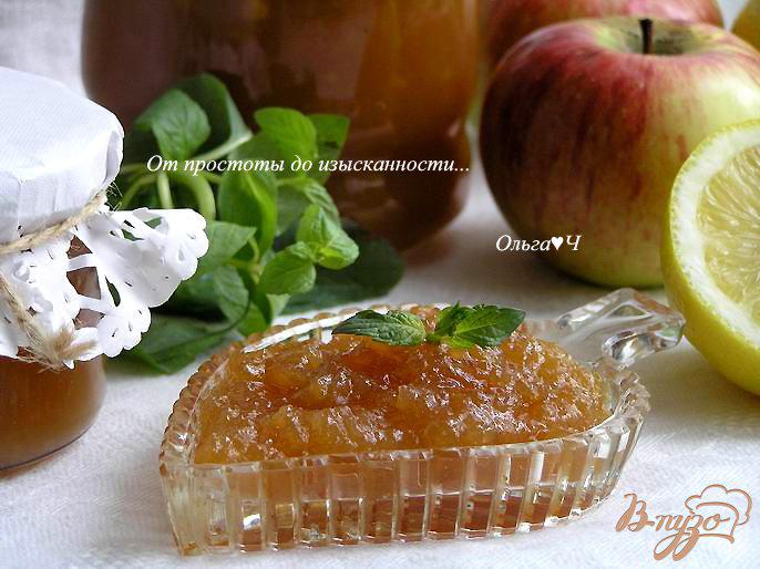 Фото приготовление рецепта: Яблочный джем с мятным сиропом (в мультиварке) шаг №6