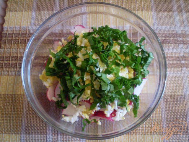 Фото приготовление рецепта: Салат весенний с черемшой шаг №4