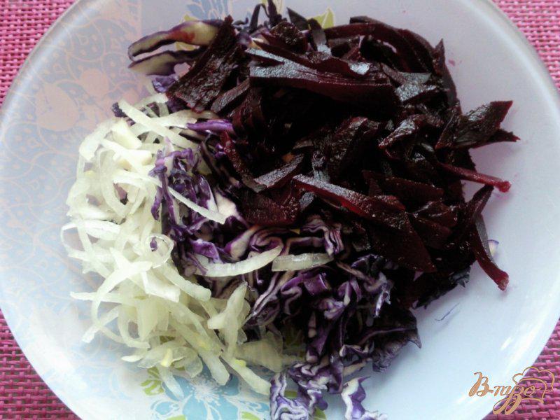 Фото приготовление рецепта: Салат из краснокочанной капусты с фасоли шаг №2