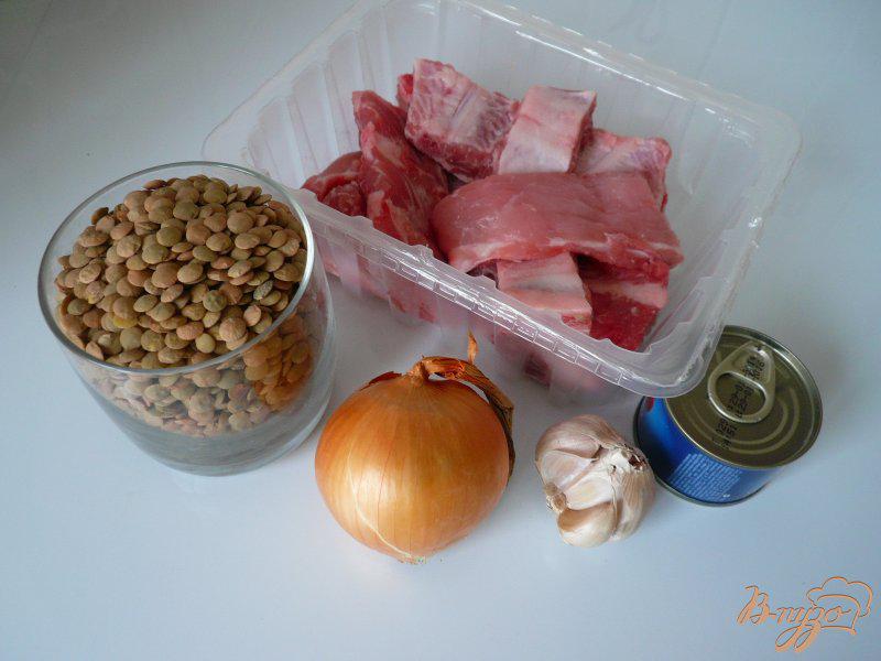 Фото приготовление рецепта: Чечевица со свиным рагу шаг №1