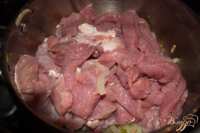 Фото приготовление рецепта: Мясо тушеное в томате с фасолью шаг №5