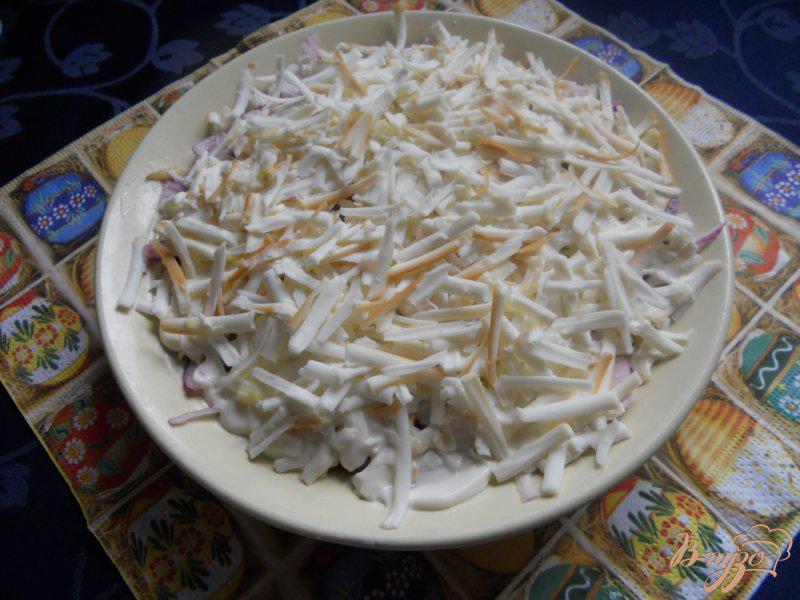Фото приготовление рецепта: Салат луковый с яблоком и колбасным сыром шаг №5