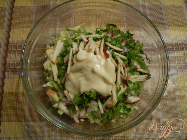 Фото приготовление рецепта: Овощной салат с яблоком и майонезом шаг №7