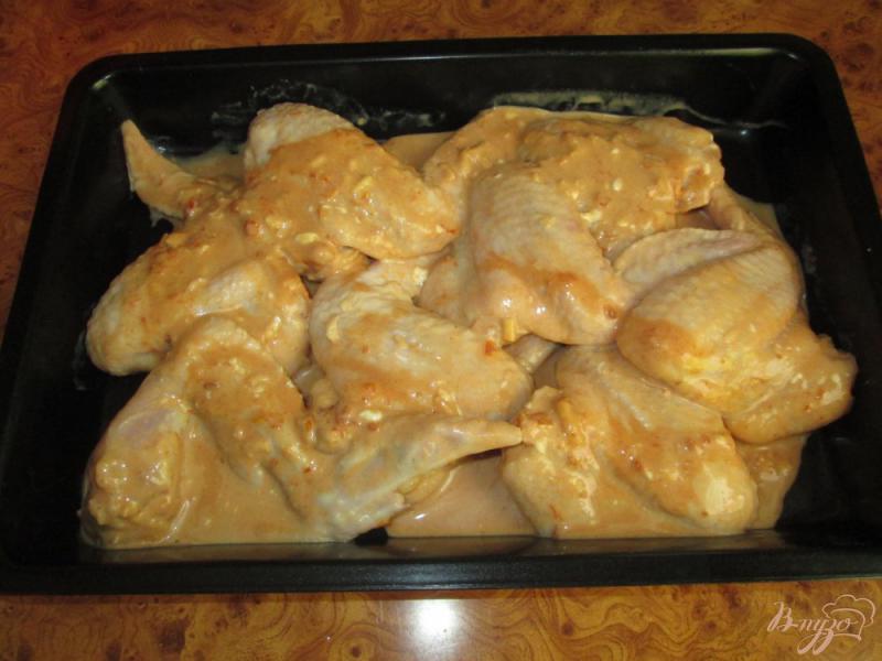 Фото приготовление рецепта: Куриные крылышки запеченные в соусе шаг №5
