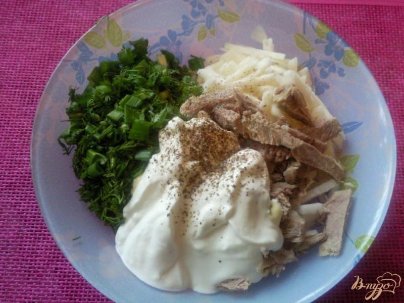 Фото приготовление рецепта: Овощной салат с мясом шаг №3