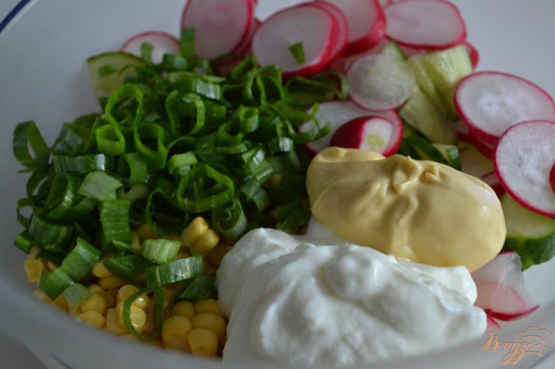 Фото приготовление рецепта: Овощной салат с рукколой и кукурузными чипсами шаг №2
