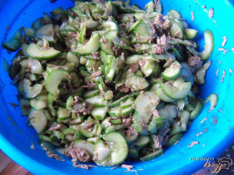 Фото приготовление рецепта: Салат огуречный с мясом (острый) шаг №6