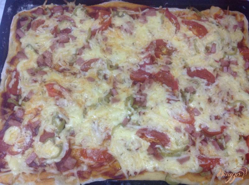 Фото приготовление рецепта: Вкуснейшая пицца с тонким тестом шаг №14