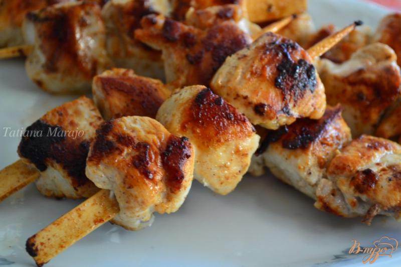 Фото приготовление рецепта: Шашлычки из куриного мяса на сковороде шаг №4