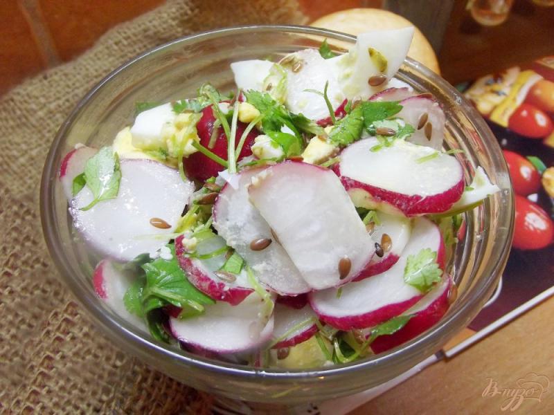 Фото приготовление рецепта: Салат с яйцом и редисом шаг №5