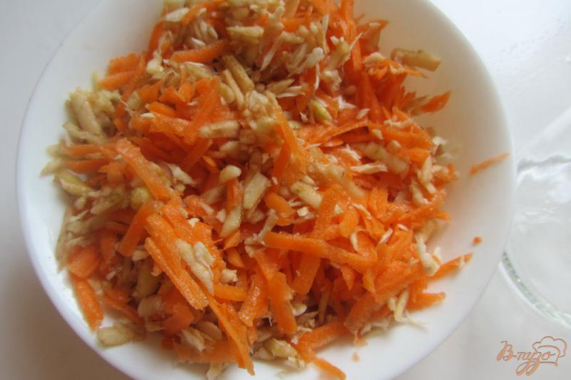 Фото приготовление рецепта: Яблоки с морковкой и хреном шаг №4