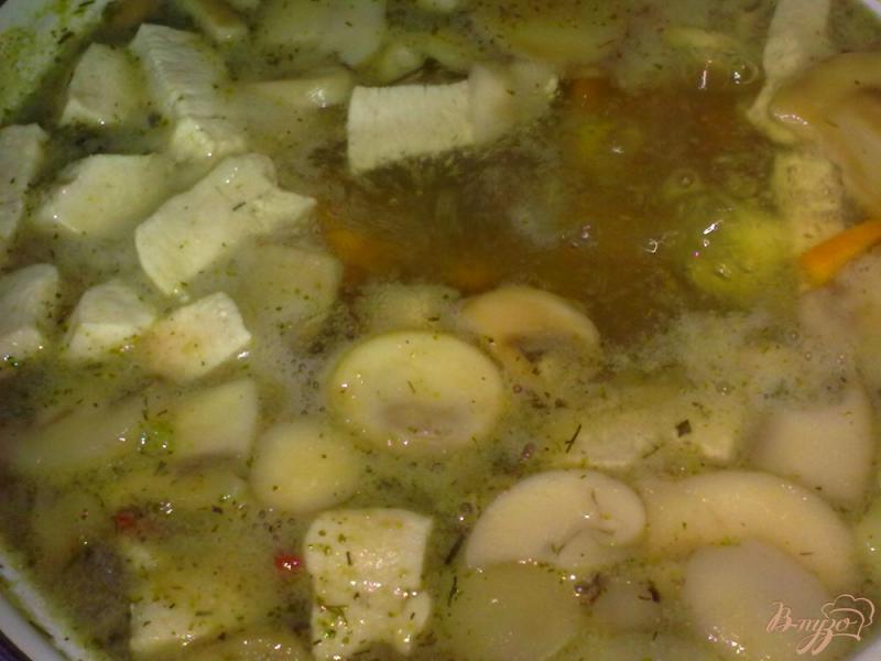 Фото приготовление рецепта: Суп куриный с кабачками шаг №9