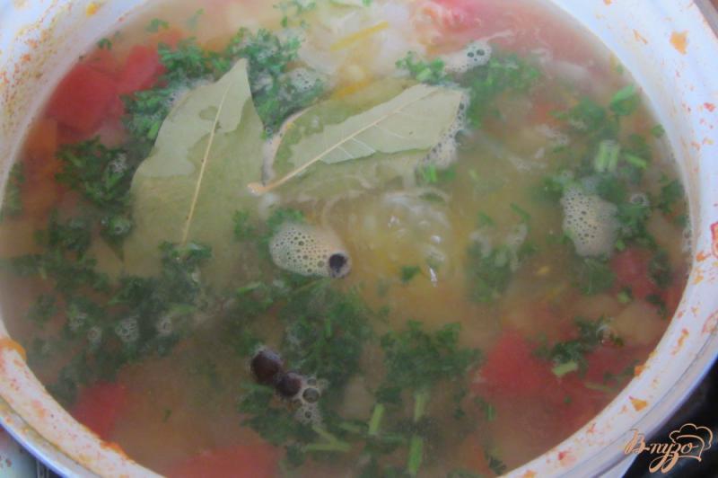 Фото приготовление рецепта: Макронный суп с помидорами на индейки без зажарки шаг №8