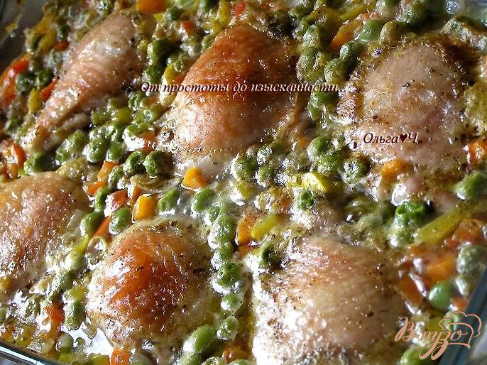 Фото приготовление рецепта: Курица в соусе из зеленого горошка шаг №6