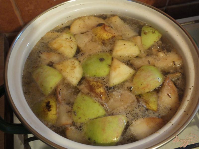 Фото приготовление рецепта: Имбирно-анисовый компот из груш и яблок шаг №7