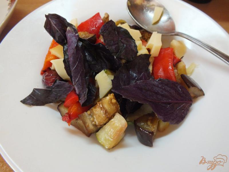 Фото приготовление рецепта: Салат с сыром и базиликом из печеных овощей шаг №9