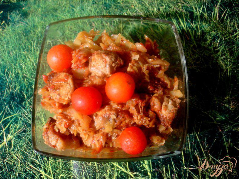 Фото приготовление рецепта: Капуста тушёная со свининой и томатом шаг №7