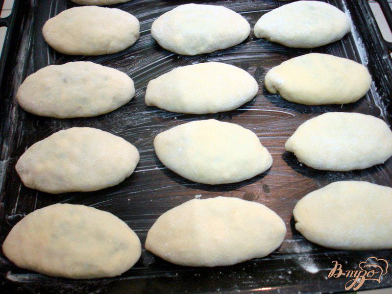 Фото приготовление рецепта: Пирожки с луком и яйцом и с начинкой из печени шаг №9