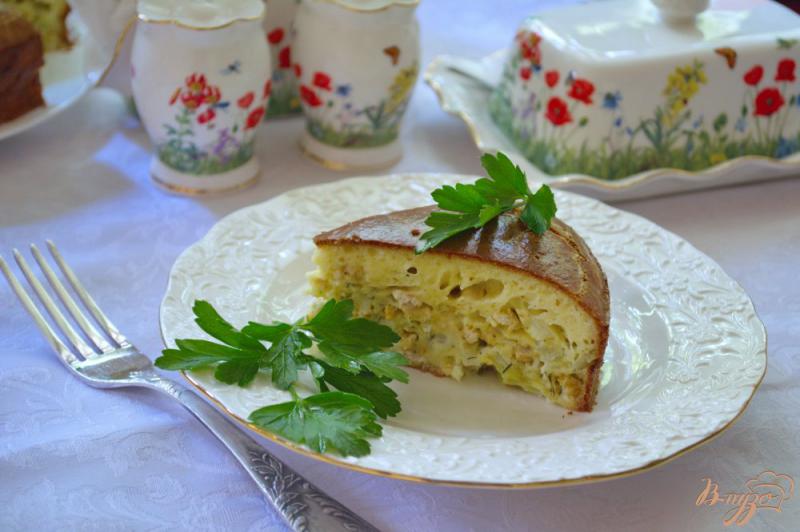 Фото приготовление рецепта: Пирог наливной с капустой и курицей шаг №10