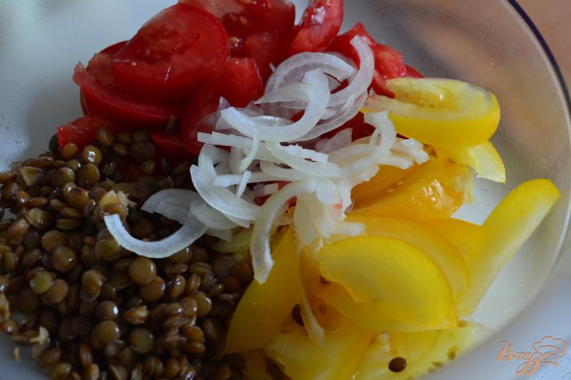 Фото приготовление рецепта: Овощной салат на хрустящих гренках шаг №2