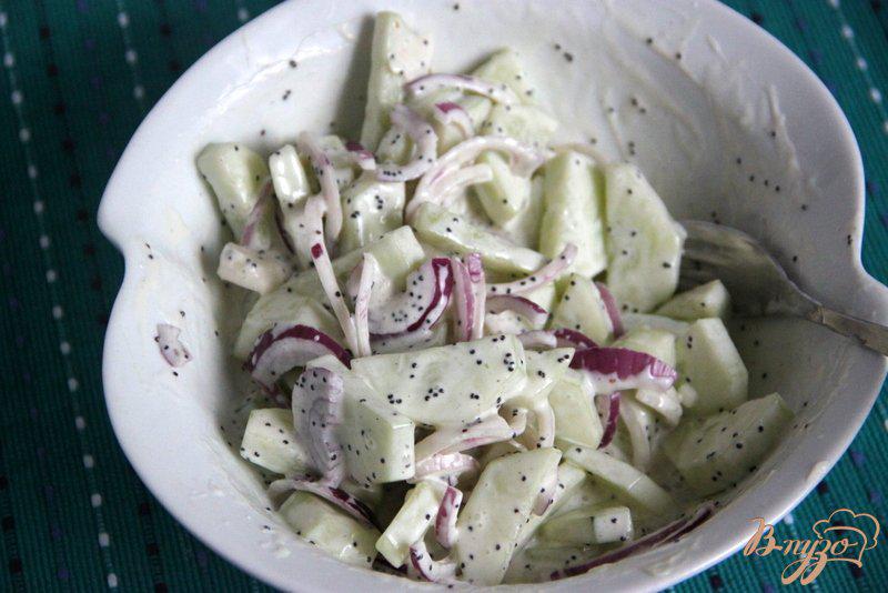 Фото приготовление рецепта: Салат из огурцов с необычной заправкой шаг №4