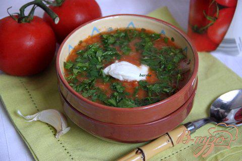 Фото приготовление рецепта: Постный суп с томатами и чечевицей шаг №7