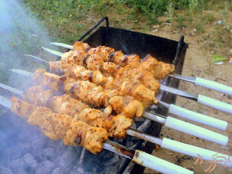 Фото приготовление рецепта: Шашлык из куриного филе с прослойками сала шаг №4