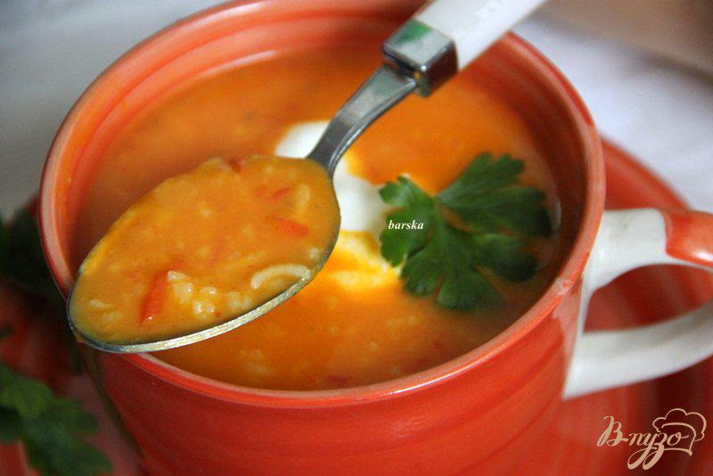 Фото приготовление рецепта: Суп-пюре с тыквой и овощами, с рисом шаг №8