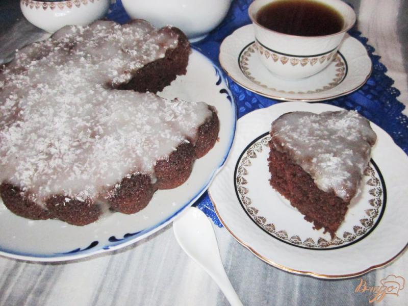Фото приготовление рецепта: Манный кофейный пирог с кокосовым кремом шаг №6