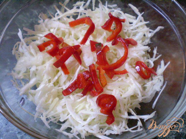 Фото приготовление рецепта: Капустный салат с болгарским перцем и укропом шаг №2