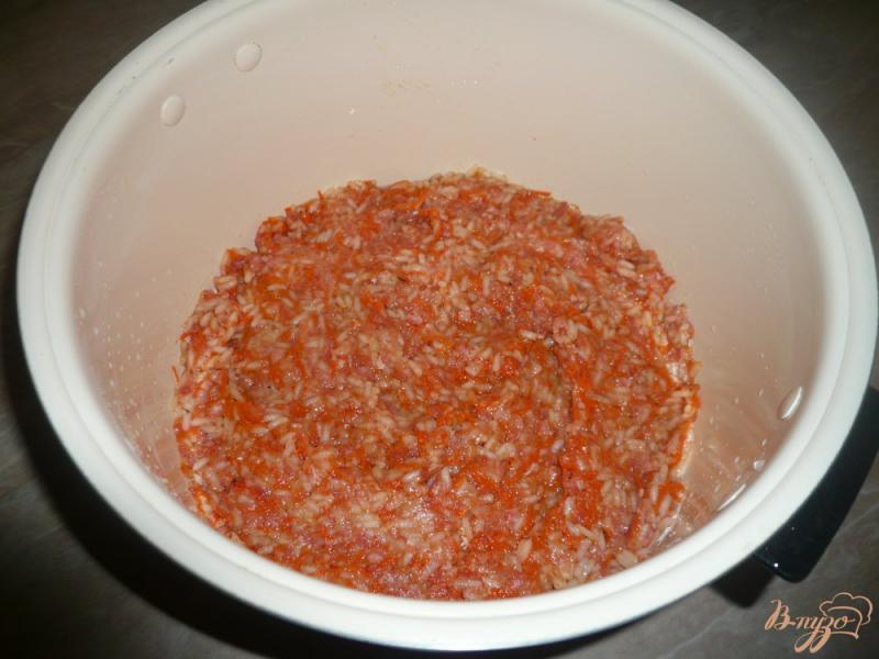 Фото приготовление рецепта: Запеканка из фарша с рисом и морковью в мультиварке шаг №6