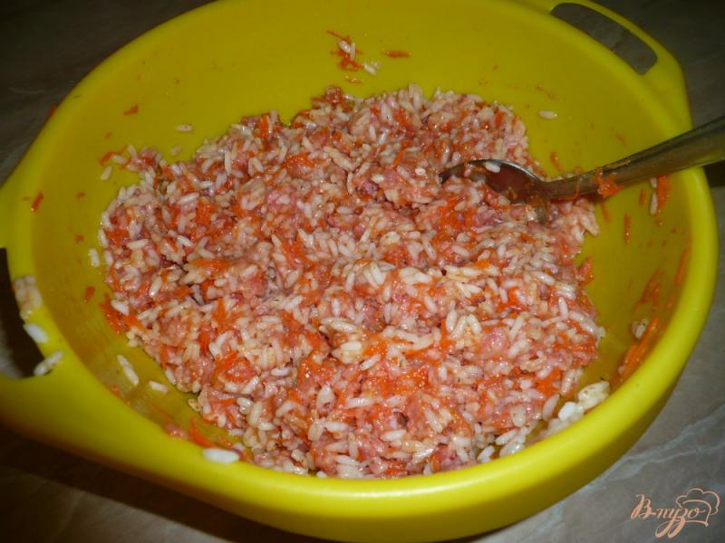 Фото приготовление рецепта: Запеканка из фарша с рисом и морковью в мультиварке шаг №5