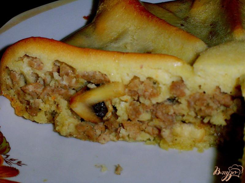 Фото приготовление рецепта: Заливной мясной пирог с грибами шаг №9